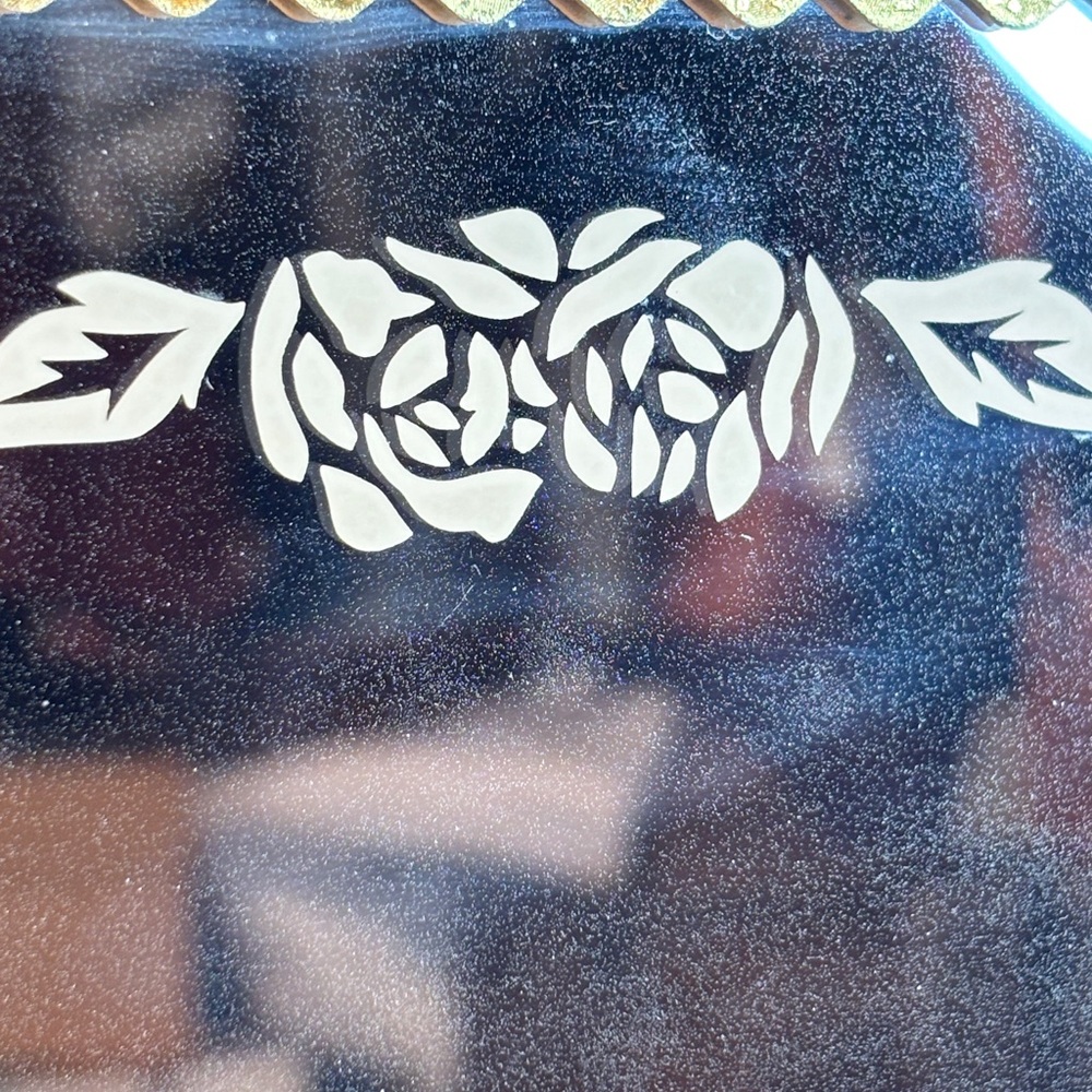 Vintage Hand-Carved Wooden Dovetail Box Scenic Inlay Mirror - Honey Brown - Picture 5 of 14